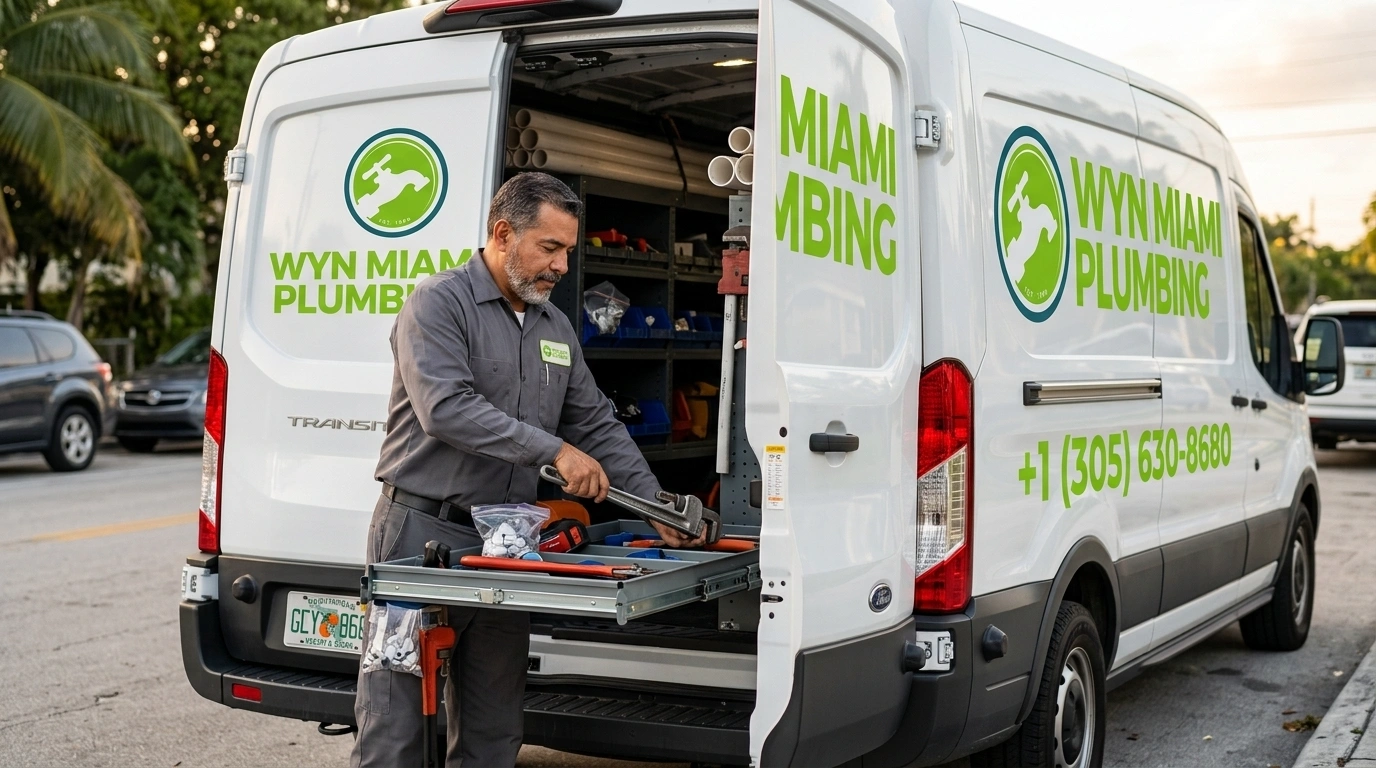 Fully stocked plumbing service van ready for Miami emergencies
