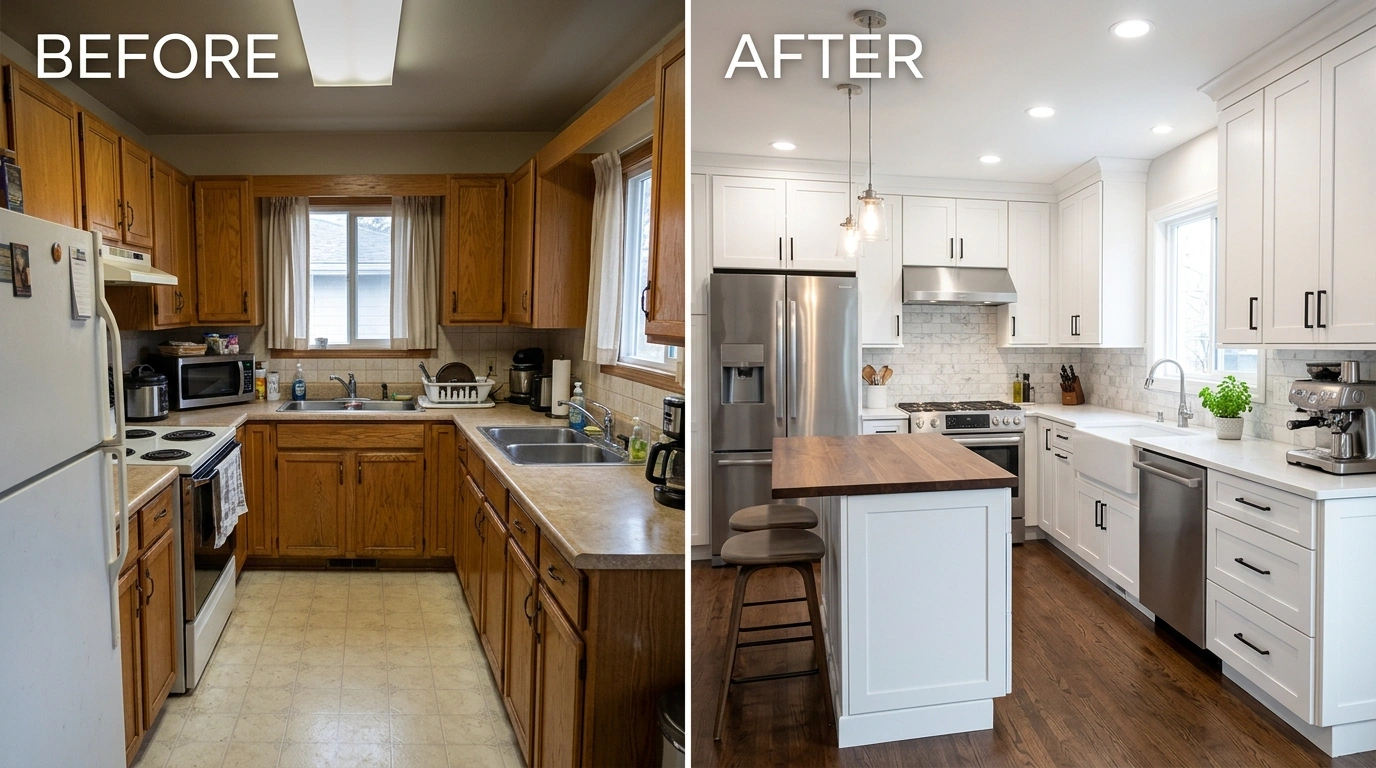 Before and After Kitchen Remodeling Plumbing Project in Miami FL by Wyn Miami Plumbing
